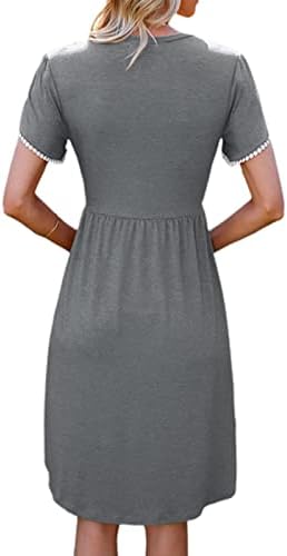 Ljetne haljine do koljena plisirana haljina do koljena žensko pristajanje u boji čipke s uskim rukavima jednobojna ženska za i