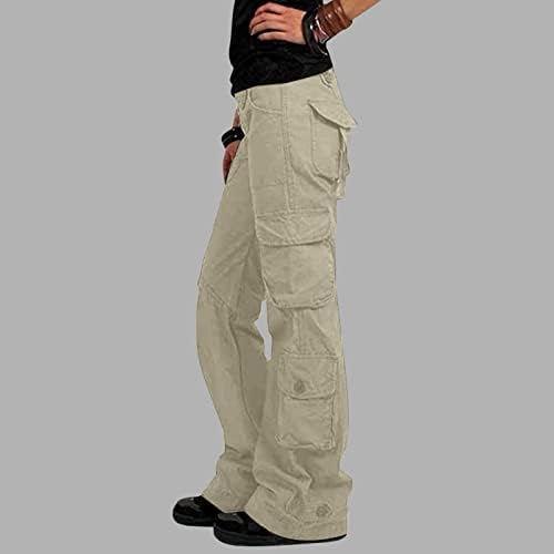 Teretne hlače ženske ravne hlače za trčanje s visokim strukom hipi i punk teretne Hlače Jednobojni kombinezon od 92 inča s džepom