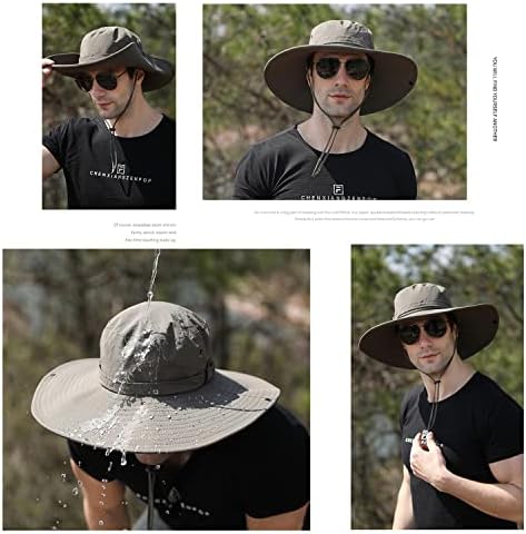 Muškarci širokog ruba sunčevih šešira UPF50+ Vodootporni kašic za prozračnu kantu, vanjski put za putnike za ribolov, planinarenje,