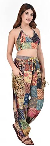 Hippie Harem Gypsy Stylish Indian Bohem Yoga hlače, Patch Elastic High Cur Struk hlače s dva džepa za unisex, jedna veličina odgovara
