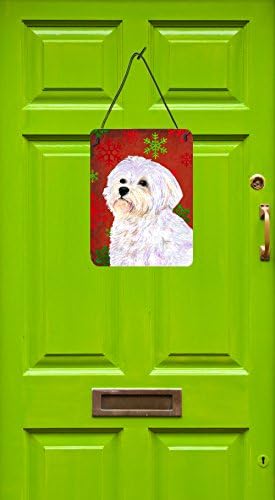 > > 4688 > 1216 malteške crvene i zelene snježne pahulje blagdanski Božićni otisci za vješanje na zid ili vrata aluminijski metalni