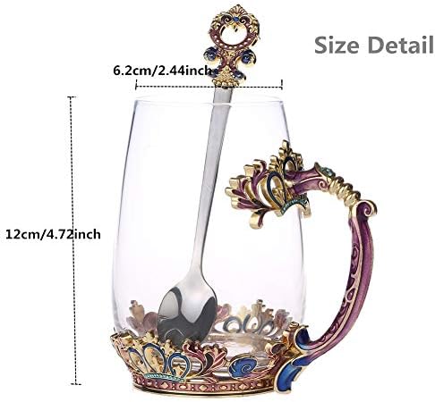 Ručno izrađena šalica za kavu s krunom, emajlirana prozirna staklena šalica za kavu s ručkom, jedinstvene personalizirane ideje za