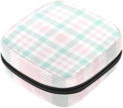 Ružičasta i zelena karirana torba za pohranu higijenskih uložaka Prijenosna torba za menstrualni Pribor, Vrećice za menstrualne jastučiće,