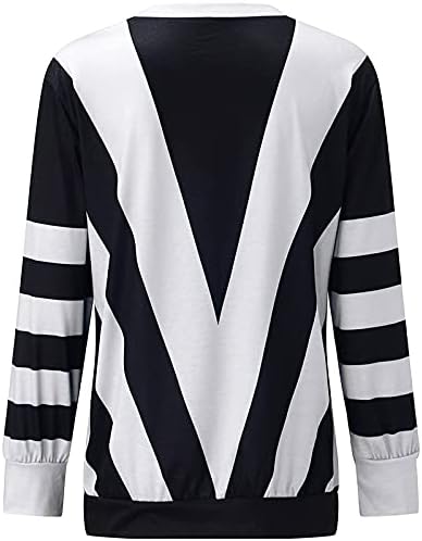 ZhishiliuMan ženska boja u boji dukserica dugih rukava v vrata zatvarača pulover trendi patchwork casual labave bluze