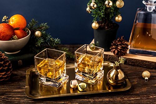 Joyjolt Carre Square Scotch naočale, staromodne naočale viskija od 10 unci, ultra bistro staklo za viski za burbon i alkoholni set