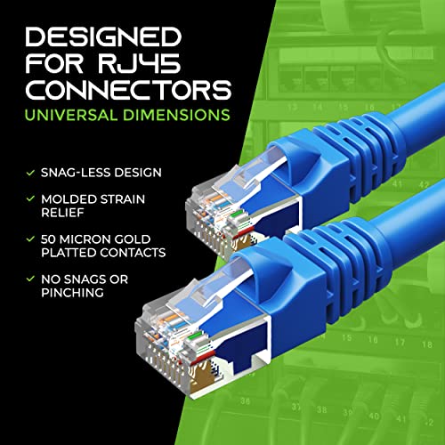 GearIT 50-Pack, patch Cat5e kabel za Ethernet, 1 ft - Mrežni kabel računala lan RJ45 bez zaduženosti, plava je Kompatibilan sa 48-marina