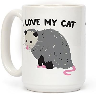 Looke Human volim svoju mačku opossum bijela 15 unca keramička šalica za kavu