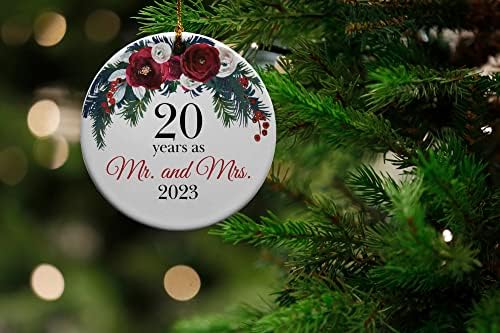 20 godina kao gospodin i gospođa keramička ukras za božićno drvce Kolekcionarski odmor za odmor 2,875 Okrugli ukras u ukrasnom poklon