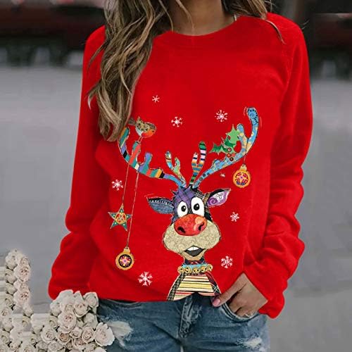 Božićni džemper za žene, zimski tiskarski kapuljač