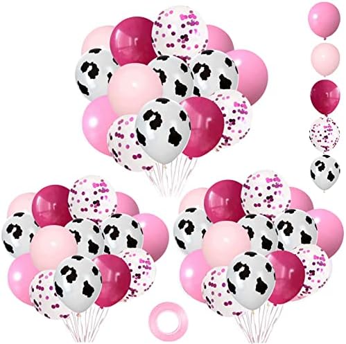 95 kom baloni s kravljim printom 12-inčni ružičasti baloni s kravljim printom konfeti helij lateks baloni za rođendan Dječji tuš kravlji
