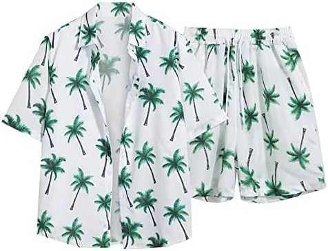 Muška ljetna odjeća 2 komada ležerna gumba dolje havajska košulja s kratkim rukavima i kratke hlače odijelo za putovanja