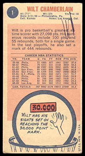 1969. Topps 1 Wilt Chamberlain Los Angeles Lakers Fair Lakers Kansas