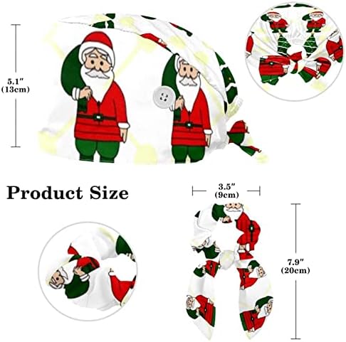 Vioqxi podesiva radna kapica s buwknot scrinchiesima za držač repa Djeda Božićnjak božićno drvce unisex kravata leđa lubanja šešir
