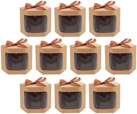 Nuobesty Cupcake Pečenje tava 10 PCS Male poklon kutije s vrpcama bombona s kutijama s papirnatim kartonskim kutijama kutije kutije