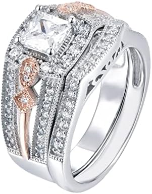 Modni sofisticirani set prstena s kvadratnim cirkonom za žene, vjenčani prsten za tinejdžere