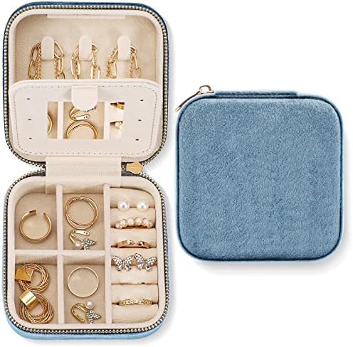 Putna torbica za nakit od plišane baršunaste kutije za nakit s ogledalom za pohranu prstena, naušnica, ogrlica, narukvica