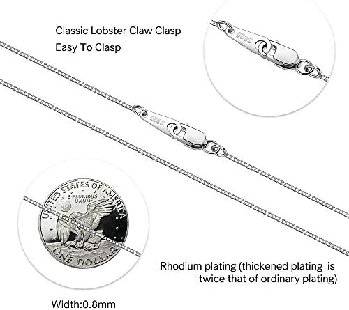 925 sterling silver lančana ogrlica za žene, 0,8 mm lanac u obliku kutije, talijanska lančana ogrlica, super izdržljiva, tanka i duga16/18/20/22/24
