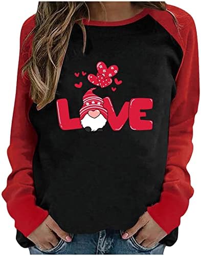 Džemper ženke smiješne slatke valentinove tiskane košulje dugih rukava pad vrhova novitet majice puloverske majice