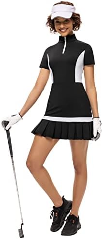 Ženska teniska i golf haljina s kratkim hlačama, suha haljina za vježbanje kratkih rukava, sportska polo haljina s džepovima