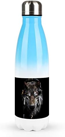 Indijanci vuk 17oz Sportska boca s vodom od nehrđajućeg čelika Vakuum Izolirani oblik Cola Reality Sports Flask