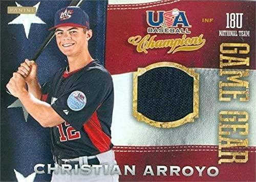 Christian Arroyo igrač istrošen Jersey Patch Baseball Card 2014 Panini Collegiate Game Gear 44 Rookie - MLB igra korištena dresova