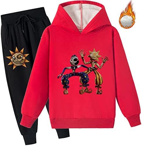 Jotolan Unisex Kids Sundrop i Moondrop Pulover Tracksuit-Fleece kapuljača s dugim rukavima i jogger hlače 2-16 godina
