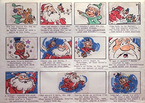 Elmer čarobni vilenjak izvorno umjetničko djelo Božićni strip s Djedom Mrazom