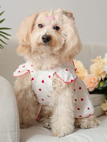 Qwinee srce print pas mačja haljina luk dekor slatka pseća haljina štene tutu suknja chihuahua teddy pomeranska haljina rođendanska