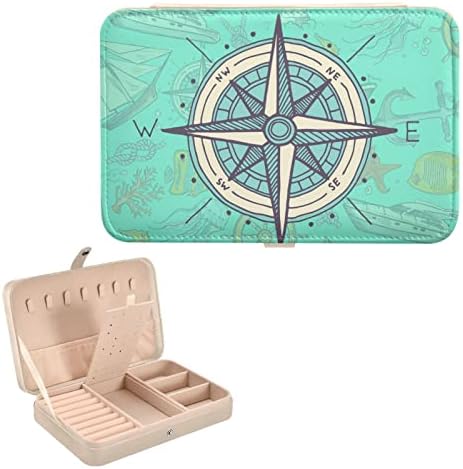 Innewgogo Vintage Compass Navigacija mala kutija za nakit PU Organizator Naušnica za nakit Organizator za putovanja za putovanja