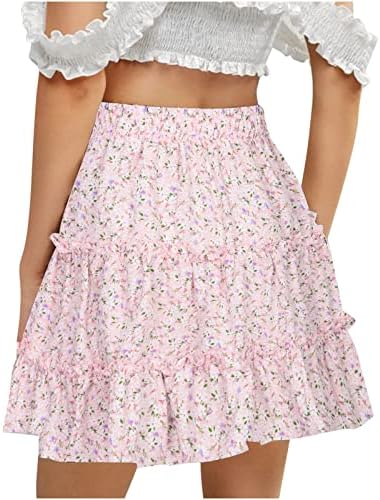 Ženska ležerna haljina od boho suknje za tinejdžerice midi haljine visokog struka s cvjetnim printom a-line ljuljačke suknje za plažu