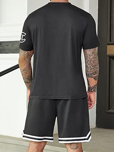 Nibhz dvodijelna odjeća za muškarce muškarce Pismo grafičke majice i prugaste kratke kratke hlače