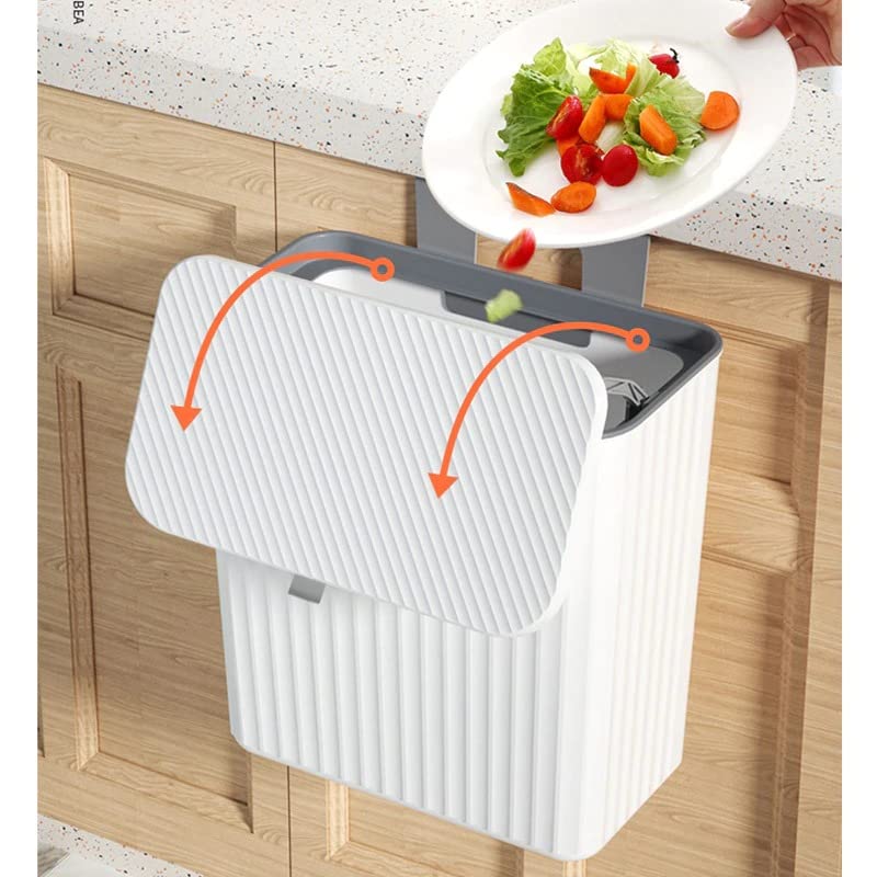Kuhinjska plastična kanta za smeće, zidna kuhinjska kanta za smeće od 7 l, kuhinjske kante za smeće velikog kapaciteta s poklopcem,