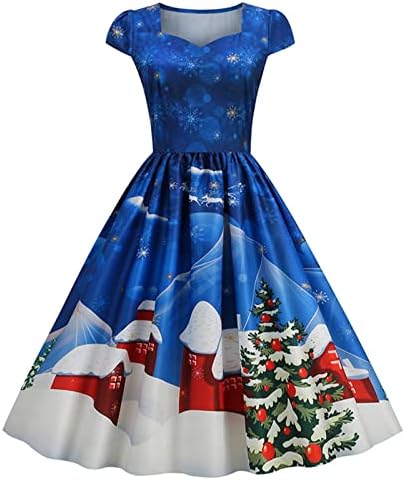 Wytong božićne haljine za žene vintage haljina krznena haljina s ljuljačkom dugim rukavima večernja haljina