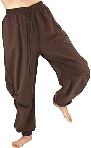 Muške platnene pamučne harem hlače Lagane labave fit joga plaže hlače za elastični struk jogger gaćice