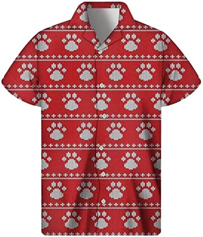 ZDDO božićni muški gumb dolje majice s kratkim rukavima, ružna božićna košulja za kuglanje snježne pahuljice košulja casual zabava