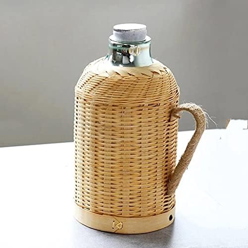 Miss Z ručno izrađene bambusove tkanje termos boca za vodu za vodu s poklopcem poklopca od pluta i tikvicu za vakuum ruku držite toplo