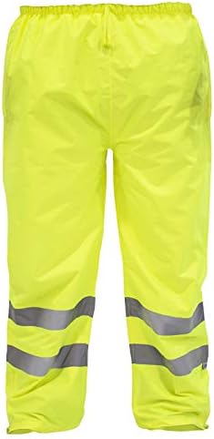 Jorestech Sigurnosne kišne hlače Reflektirajuća visoka vidljivost žuta/vapna ANSI klasa E 150D teške hlače-03