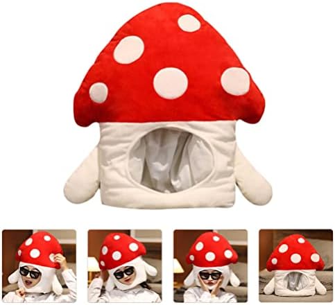 Šešir od gljiva smiješno pokrivalo za glavu novost: crveno-bijeli pjegavi plišani šešir od gljiva kapa za igru za djecu i odrasle Karneval