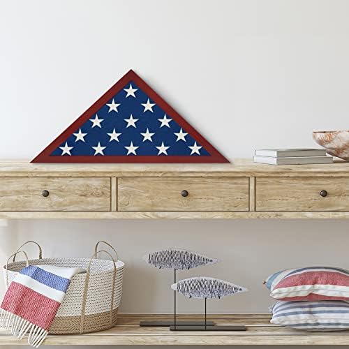 AmericanFlat Small Flag okvir kućišta - Mahagoni stil zamotan MDF Wood - Upotrijebite kao mali 3x5 presavijeni kofer za prikaz zastave