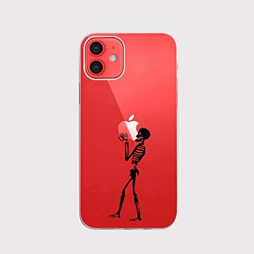 Slučaj Blingy's iPhone 11, smiješni dizajn kostura koji drži logotip kreativno zabavno stil lubanje prozirni mekani TPU zaštitni jasni