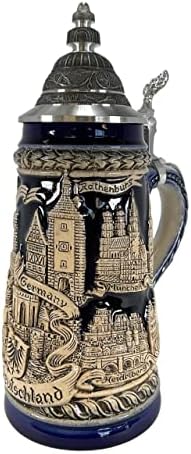 Pinnacle Peak Trading Company Deutschland Njemačka stara plava panorama le Stoneware Njemačko pivo Stein .5 L