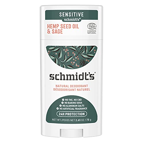 Schmidtov prirodni dezodorans bez aluminija za žene i muškarce, ulje sjemenki konoplje i kadulja za osjetljivu kožu s 24 -satnom zaštitom