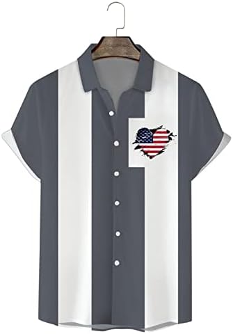 Havajske majice za kuglanje za muškarce 1950 -ih retro tiskani havajske košulje američke zastave ljetne haljine na plaži košulje