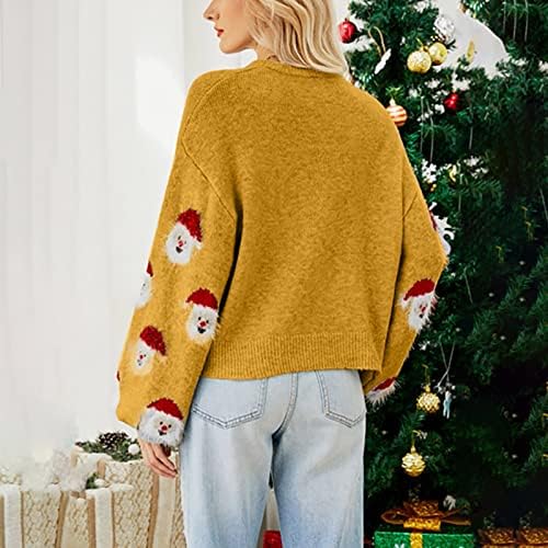 Džemperi muduh za žene trendov okrugli vrat labav casual sladak uzorak Djeda Mraza meko dolje pulover dugih rukava