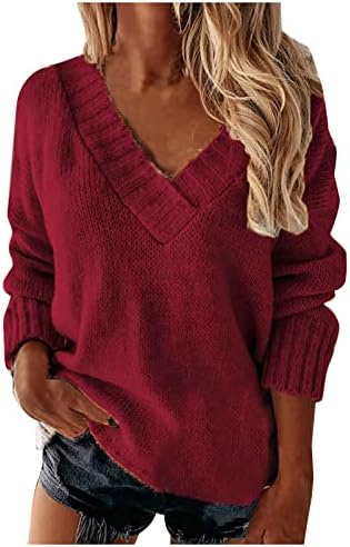 Ženski džemperi 2023 Set glava s V-izrezom Topli pleteni s dugim rukavima vrh jeseni i zimskim puloverima vrhovi praznika