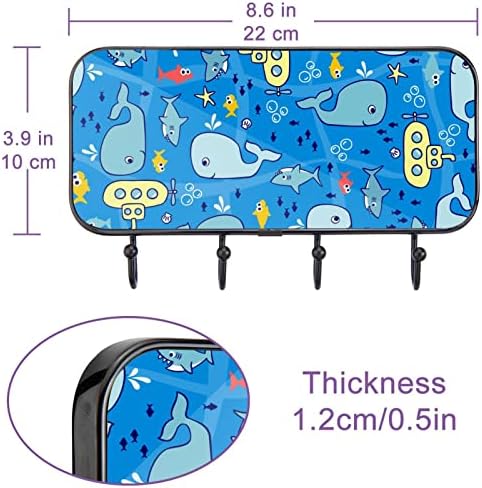 Vioqxi vješalica za kaput zid zidni nosač, podvodni morski pas podmornica podmornica za samo ljepljive zidne kuke ukrasne za ulaznu