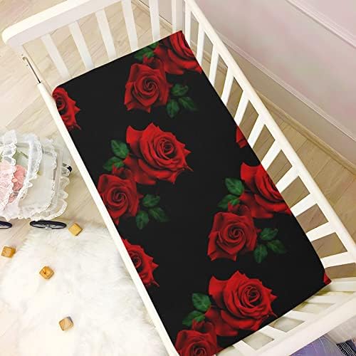 Alaza cvjetna crvena ruža cvijeta Vintage cvjetni plahte za cvjetne krevetiće opremljeni basinet list za dječake djevojčice mališani,