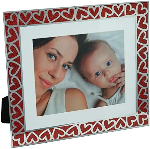 Excello Global Products Heart Border Glass 17x11 Foto okvir s 4 prostirke x6