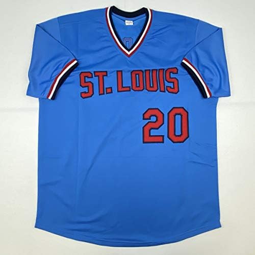 Autografirani/potpisani Lou Brock St. Louis Blue Baseball Jersey JSA CoA