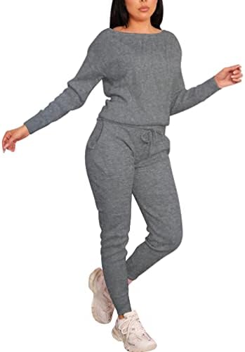 Vasauge ženska vježba 2 komada odijela za treniranje dugih rukava Tops Track Track Sweat odijela jogger hlače sets Sweatsuit